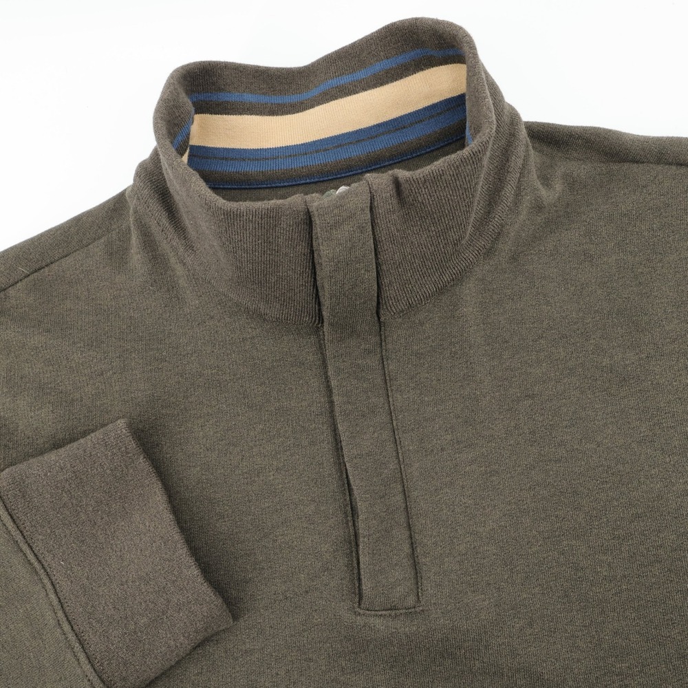 UNTUCKit Quarter Zip Pullover Olive Green Heathered‎ Mock Neck Sweater Mens XL